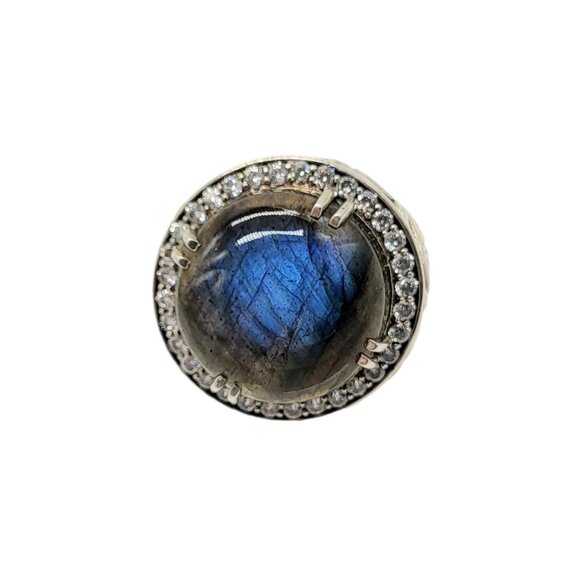 Nicky Butler Size 12 Labradorite Gem Round Statement Ring .925 Sterling Silver - Picture 1 of 7